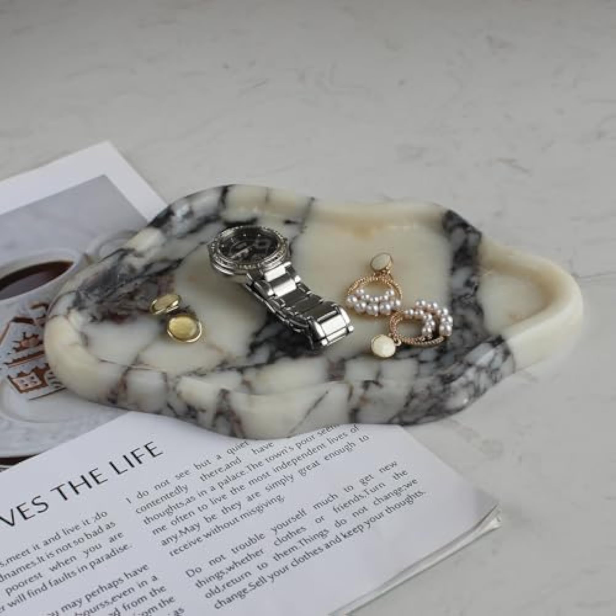 Natural Calacatta Viola Marble Cloud Shape Jewelry Dish for Women